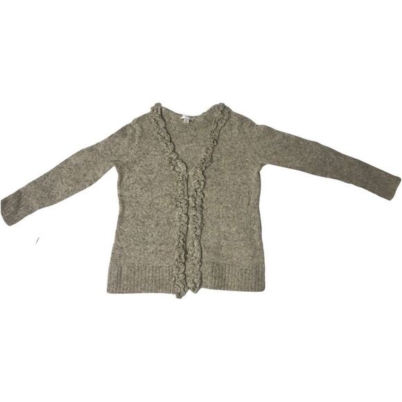 CHRISTOPHER & BANKS Ruffle Front Knit Cardigan Beige Sweater SZ XL - Picture 9 of 10